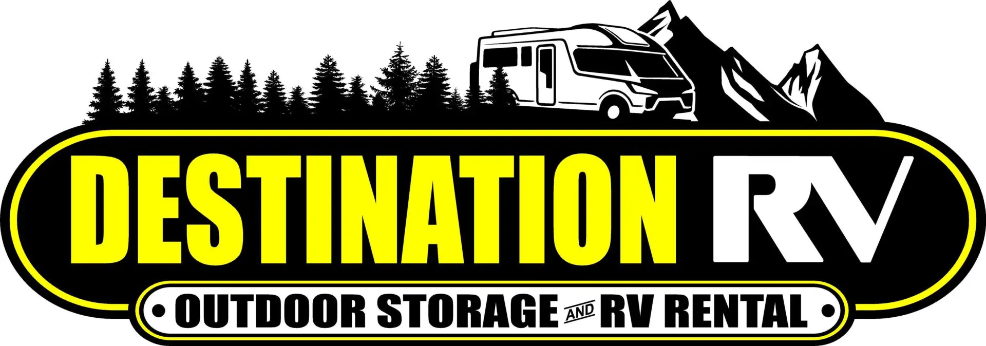 A yellow and black logo for destination rv.