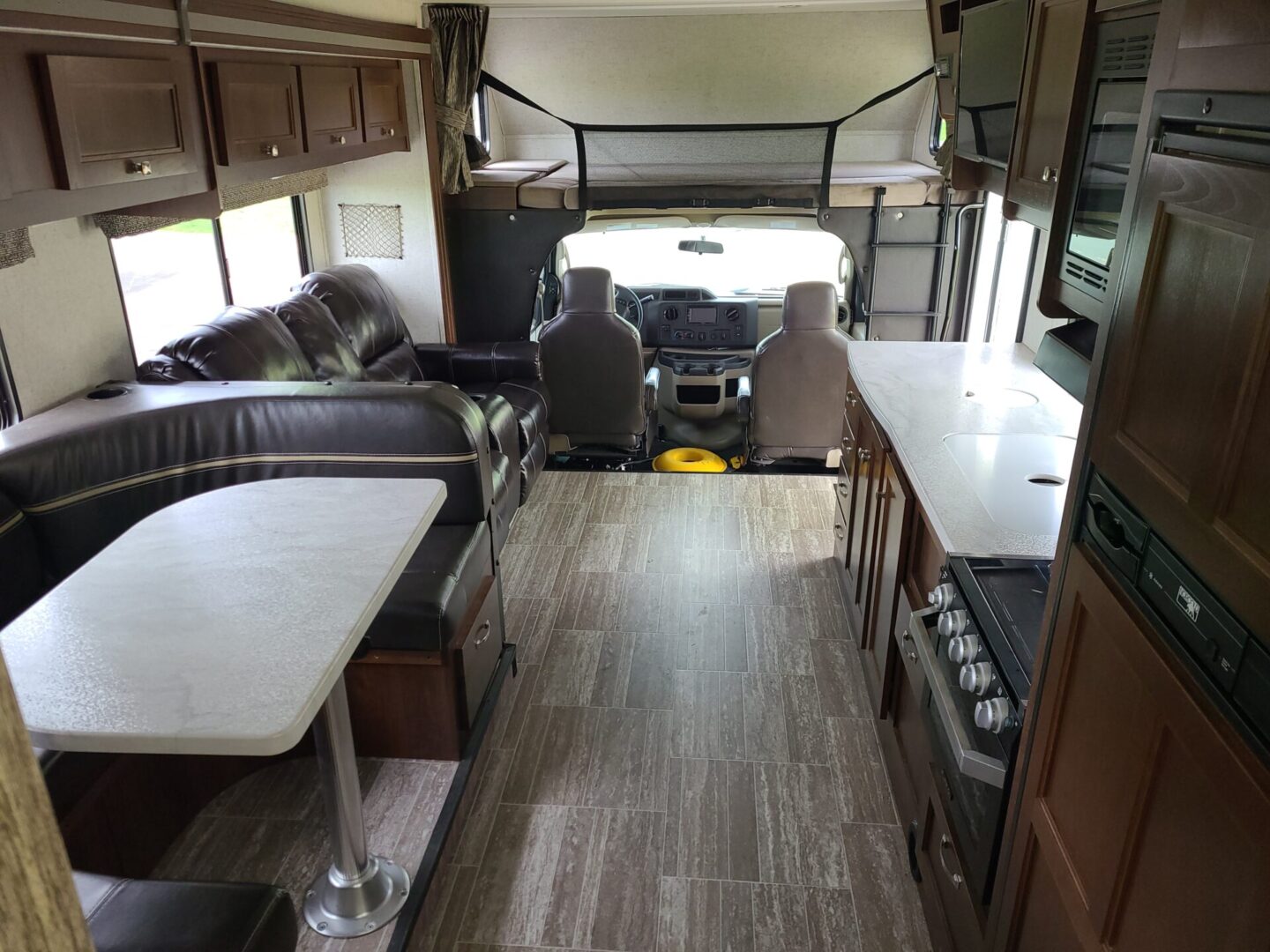 A view of the inside of a rv.
